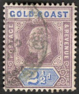 1910 Gold Coast Sc #41 - 2½d KEVII - Used stamp Cv$11