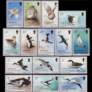 SOUTH GEORGIA 1987 - Scott# 109-23 Birds Set of 15 NH