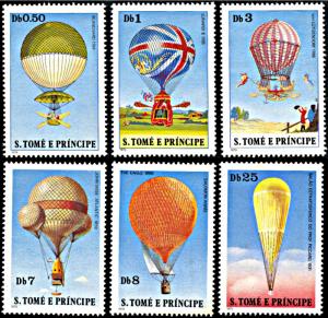 Saint Thomas and Prince 555-560, MNH, History of Flight: Balloons