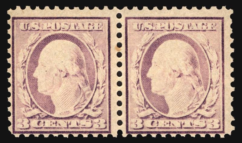 #502 3c Dark Violet 1917 Under Inked Pair Error *MNH*