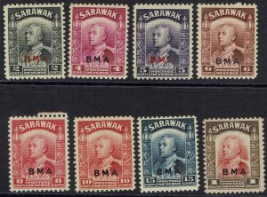 SARAWAK 1945 BMA OVERPRINTED RAJA RANGE TO $1 MNH **