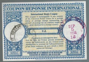 Rhodesia Nyasaland 1956 International Reply Coupon IRC 9 d