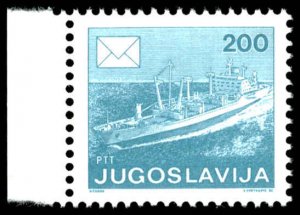 YUGOSLAVIA Sc 1807 XF/MNH- 1986 200d - Freighter in High Seas-Very Well Centered