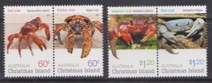 CHRISTMAS ISLANDS - 2011 CRABS - 4V - MINT NH