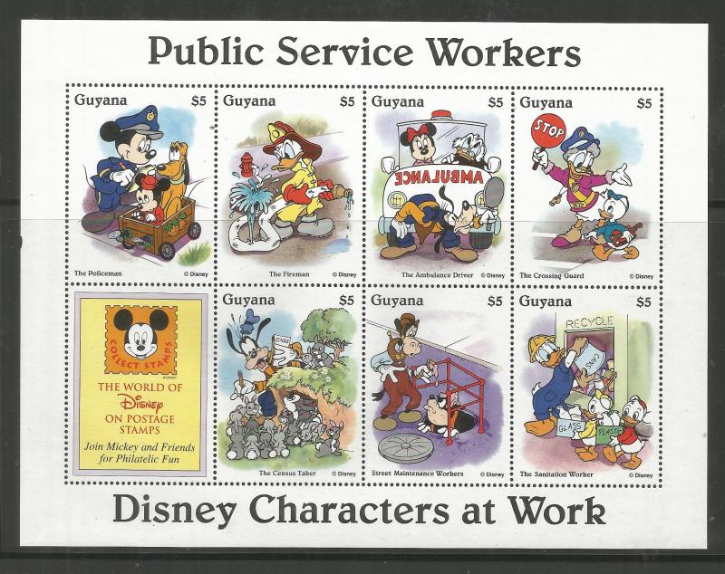 GUYANA, 2922(A-H), MNH, SS, MICKEY'S PUBLIC SERVICE WORKERS