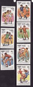 Cambodia-Sc#645-51-unused NH set-Sports-Soccer-Mexico-1986-