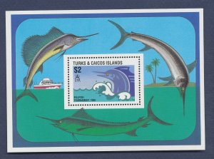 TURKS & CAICOS - Scott 756 - MNH S/S  - Fish - 1988