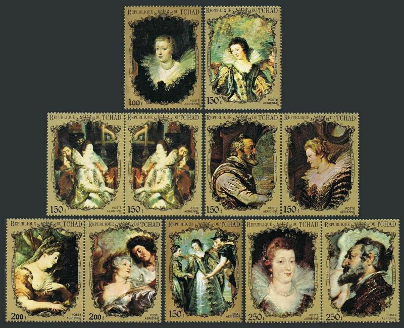 Chad 232Lb/233Jab,233P-233U,MNH. Peter Paul Rubens.Portraits of French Royalty.