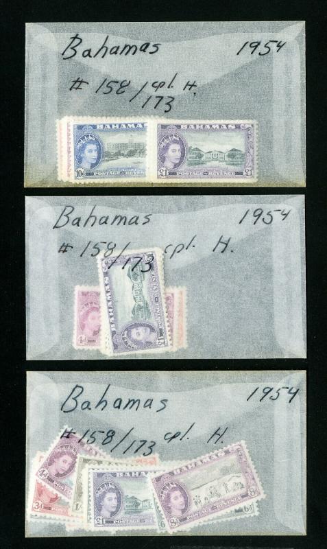 Bahamas Stamps # 158-73 VF OG LH 3 Sets Scott Value $258.00