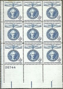 United States #1159 4c Ignacy Jan Paderewski MH block of 9 plate #26744 (1960)