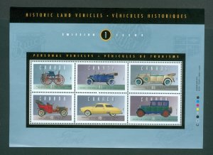 Canada. 1993  Souvenir Sheet MNH. Historic Land Vehicles, Cars. Sc# 1490.