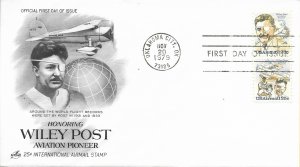 1979 Air Mail FDC, #C96a, 25c Wiley Post, Art Craft