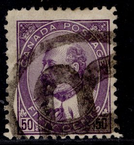 CANADA EDVII SG187, 50c deep violet, USED. Cat £140.