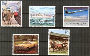 Fujeira UAE 1973 Transport ships Horses Cars Airplanes Metro set of 5 MNH