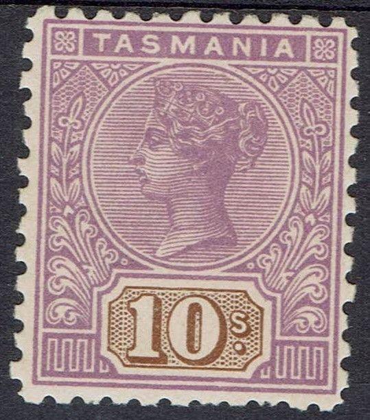 TASMANIA 1906 QV KEY TYPE 10/- WMK CROWN/A PERF 11