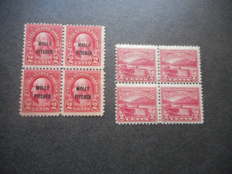 #'s 646 & 681 Fine NH Blocks of 4