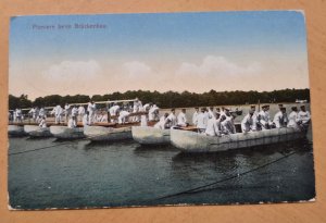 WWI German Pioneers Building Bridge Soldiers Rafts Feldpost Mailed Postcard 1916