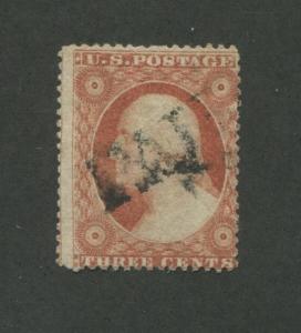 1857 United States Postage Stamp #25 Used Average PAID Cancel