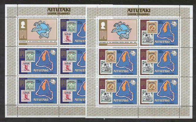 Aitutaki 102-03 MNH m/s UPU SCV8.25