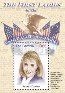 GAMBIA FIRST LADIES OF THE UNITED STATES - HILLARY CLINTON S/S MNH