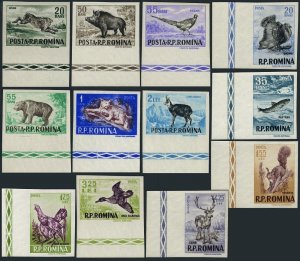 Romania 1082-1093 imperf in changed colors,MNH.Michel 1614-25. Fauna 1956.