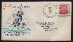 U.S.S. Washington, First Day in Commission 15 MAY 41 Sealed Flap