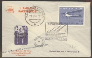 Austria 1961 1st Official Rocket Mail Cover LUPOSTA Raasdorf Aspern 103455