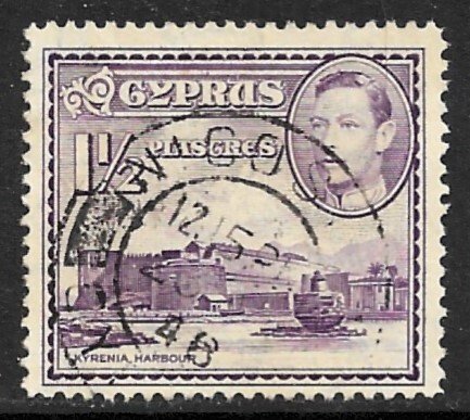 CYPRUS 1938-44 KGVI 1 1/2pi KYRENIA HARBOR Scott No. 147A F-VF Used