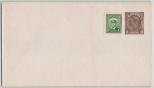 Canada c. 1940s 2c King George VI Postal Stationery Cover w/Broken Oval Flaw