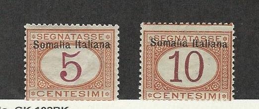 Somalia - Italy, Postage Stamp, #J12-J13 Mint NH, 1909, JFZ