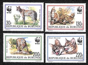Burundi 1992, WWF, animals 4v, MNH