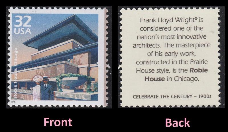 US 3182o Celebrate the Century 1900s Robie House Chicago 32c single MNH 1998 