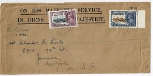 Bechuanaland 1935 Lobatsi cancel on registered, OHMS cover to the U.S., SG 114