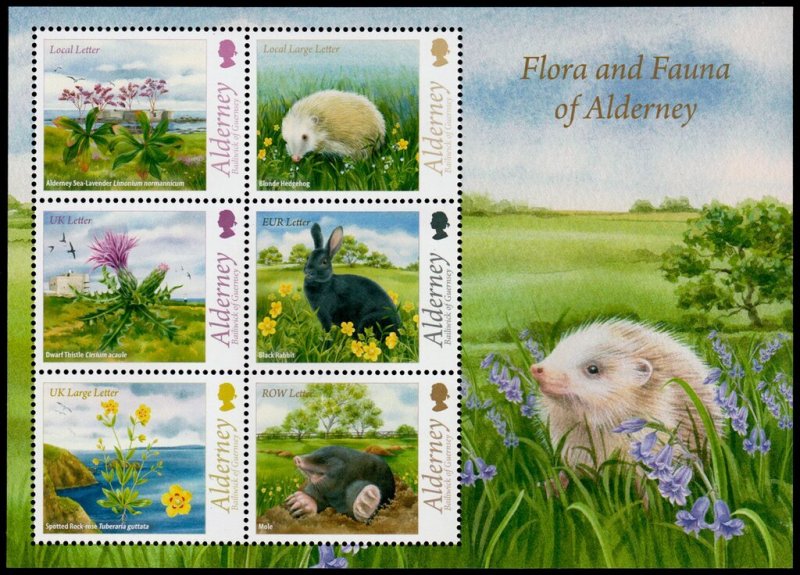 Alderney 2015 MNH Stamps Souvenir Sheet Scott 524a Animals Flowers Rabbit Mole