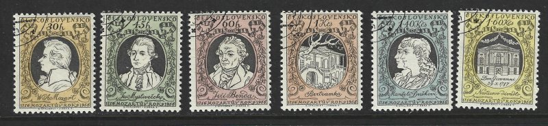 CZECHOSLOVAKIA Scott #750-755 Used set 200th Anniv Mozart stamps 2018 CV $11.15