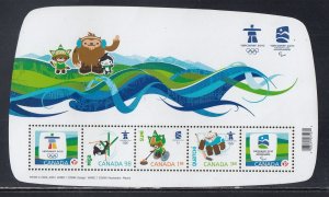 Canada Scott 2305 MH Souv. Sheet -2010  Vancouver Olympics