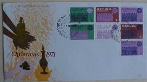 AUSTRALIA FDC CHRISTMAS 1971 BLOCK OF 7