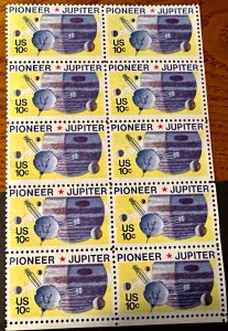 US # 1556 PIONEER-JUPITER 10C BLOCKOF 10 1975 MINT NH