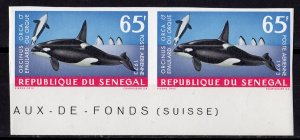 Senegal 1973 Sc#C116 KILLER WHALE MARINE LIFE Pair IMPERFORATED MNH