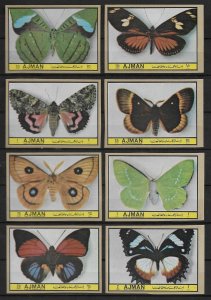 Ajman  1972  Butterflies  --  Night series - set of 8 imperf MNH