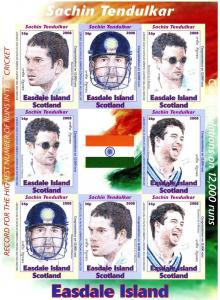 Easdale Island (Scotland) Cricket SACHIN TENDULKAR Sheet Imperforated mnh.vf