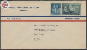 Cuba 1940 Hotel Nacional de Cuba of Havana Cover to NY | CU20394
