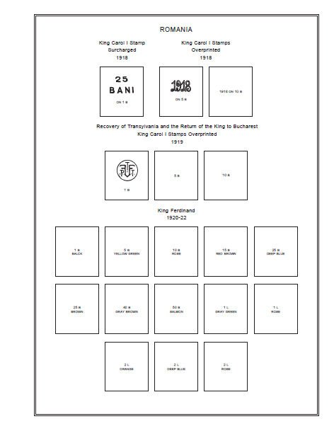 PRINTED ROMANIA [CLASS.] 1858-1942 STAMP ALBUM PAGES (76 pages)