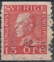 Sweden 168 (used) 15ö King Gustav V, rose (1925)