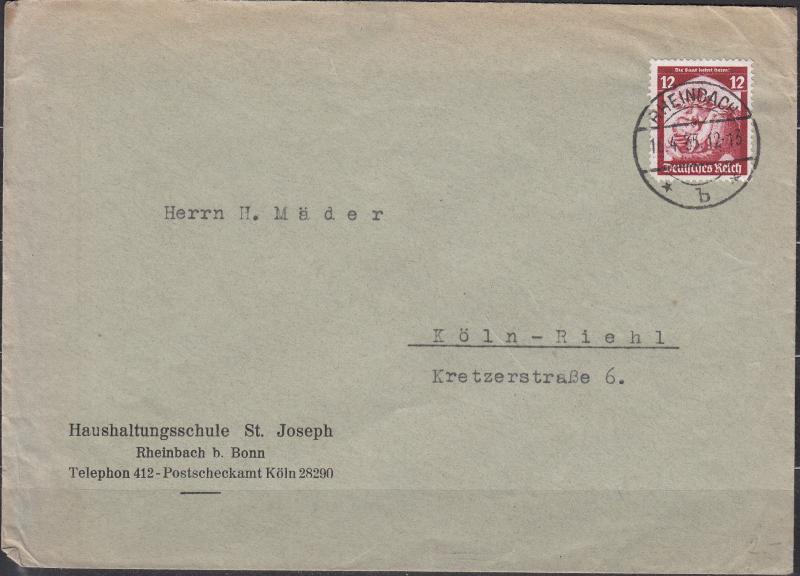 Germany - 16.4.1935 12pf SAAR as single franking on cover (2619)   