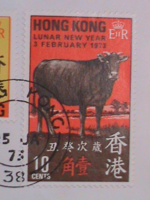 ​HONG KONG-1973-SC# 273-4--CV128- YEAR OF THE LOVELY OX- FDC-VF-52-YEARS OLD