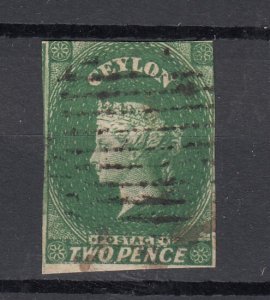 J42039 JL Stamps 1857-9 ceylon used #4 queen imperf