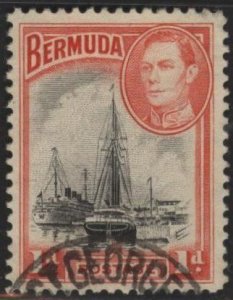 Bermuda 118 (used) 1p Hamilton Harbor, George VI, red & black (1940)