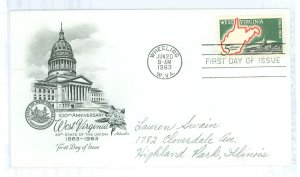 US 1232 1963 West Virginia Statehood, pencil address, corner crease.
