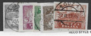 Poland Sc #88-92  used set of 5 imperf  VF